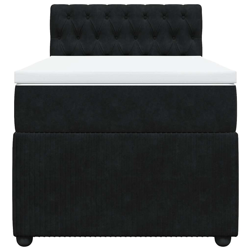 Pat box spring cu saltea, negru, 100x200 cm, catifea