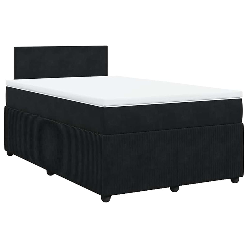 Pat box spring cu saltea, negru, 120x190 cm, catifea