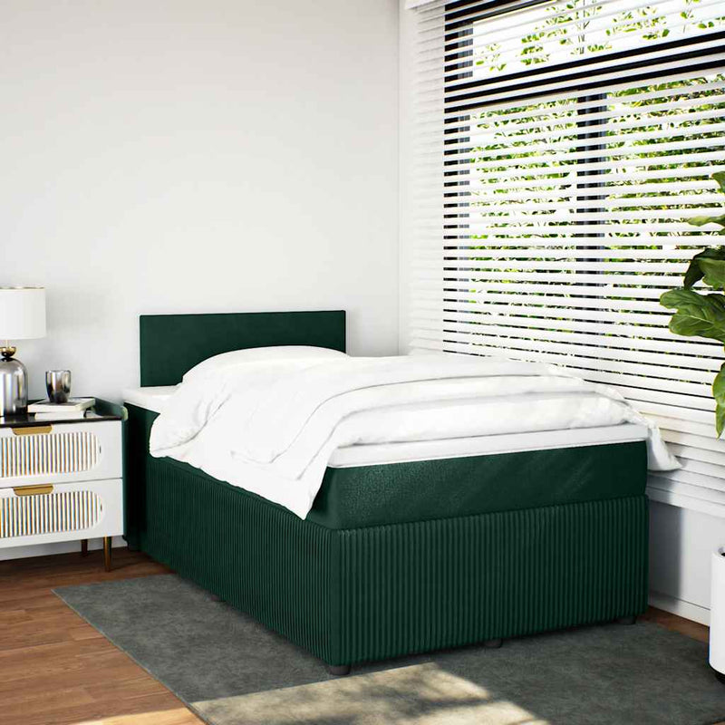 Pat box spring cu saltea, verde închis, 120x190 cm, catifea