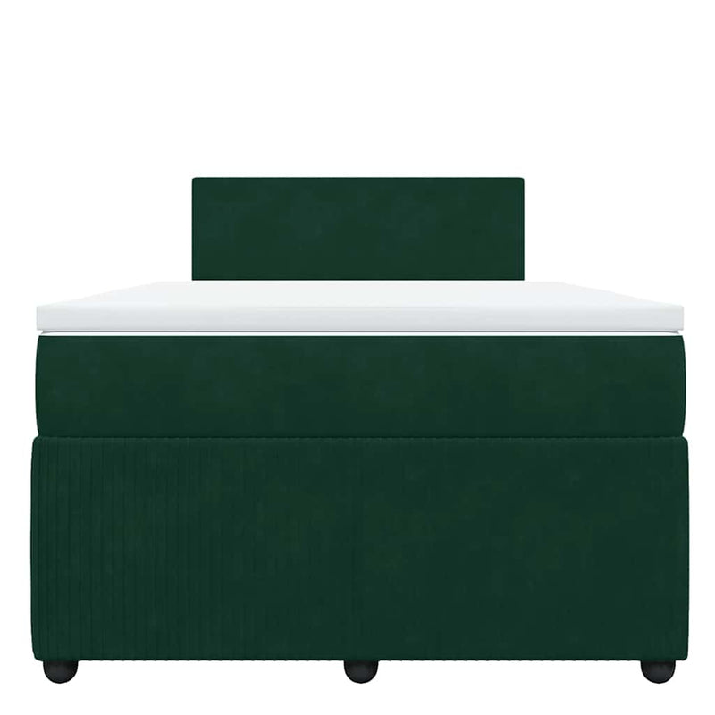 Pat box spring cu saltea, verde închis, 120x190 cm, catifea