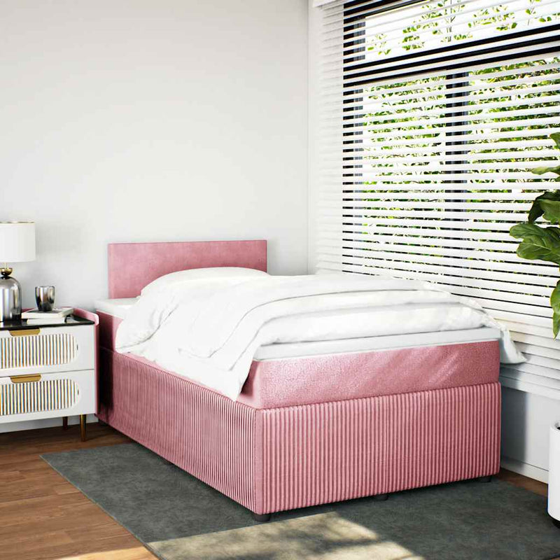 Pat box spring cu saltea, negru, 120x190 cm, catifea