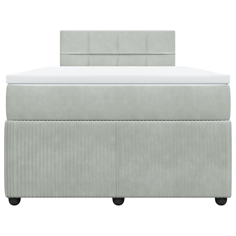 Pat box spring cu saltea, gri deschis, 120x190 cm, catifea