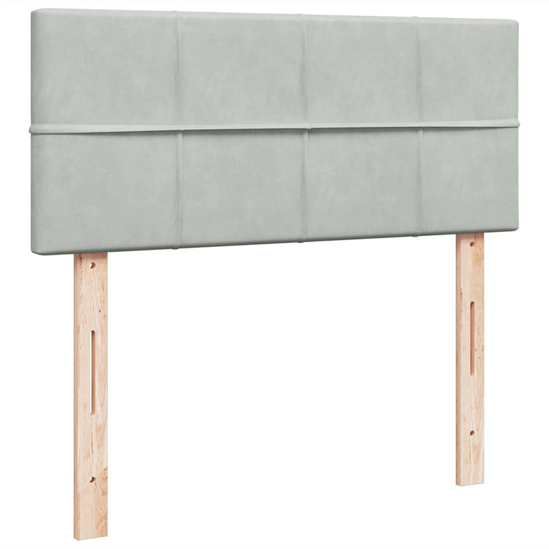 Pat box spring cu saltea, gri deschis, 120x190 cm, catifea