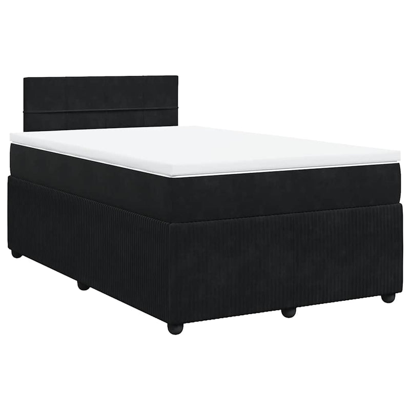 Pat box spring cu saltea, negru, 120x190 cm, catifea