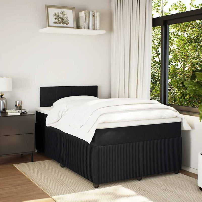 Pat box spring cu saltea, negru, 120x190 cm, catifea