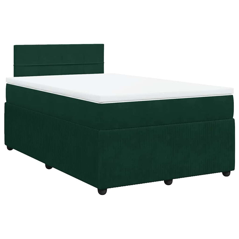 Pat box spring cu saltea, verde închis, 120x190 cm, catifea