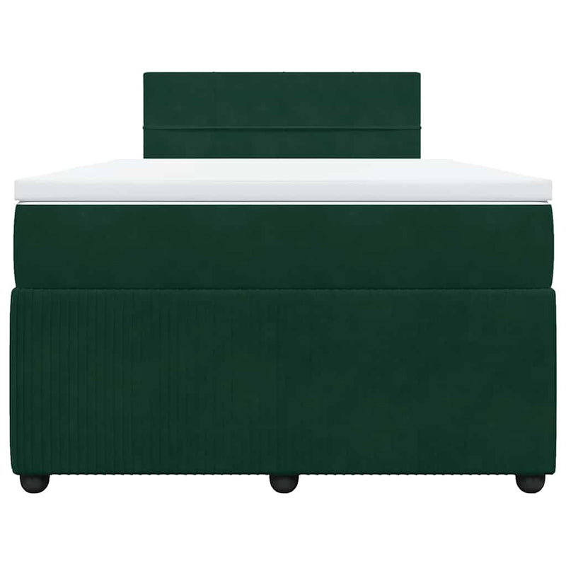 Pat box spring cu saltea, verde închis, 120x190 cm, catifea