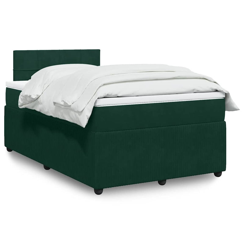 Pat box spring cu saltea, verde închis, 120x190 cm, catifea