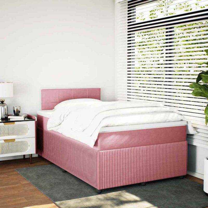Pat box spring cu saltea, negru, 120x190 cm, catifea