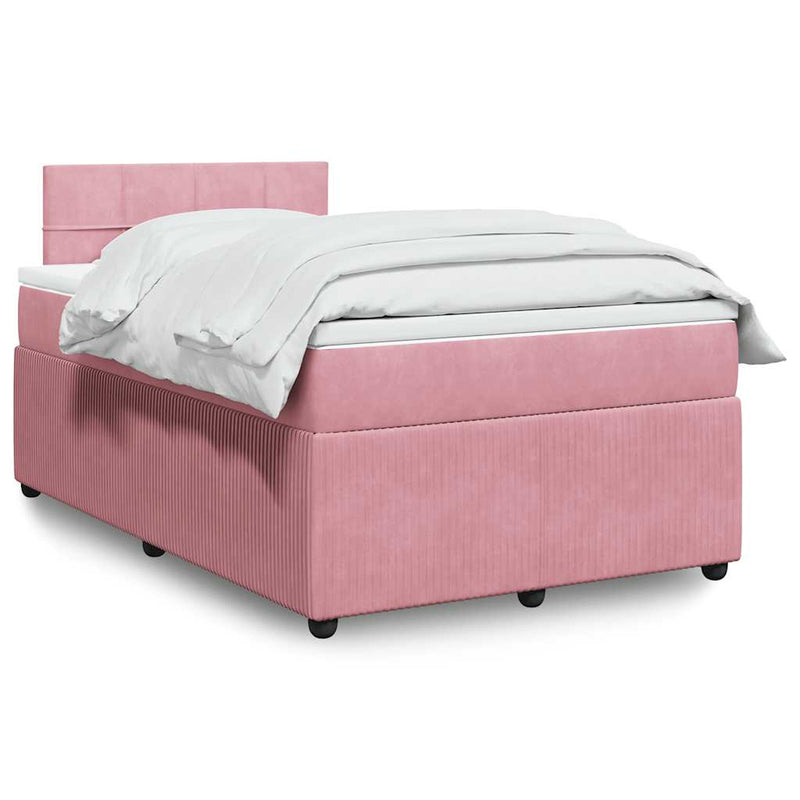Pat box spring cu saltea, negru, 120x190 cm, catifea