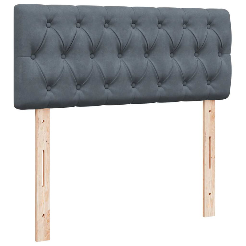 Pat box spring cu saltea, gri închis, 120x190 cm, catifea