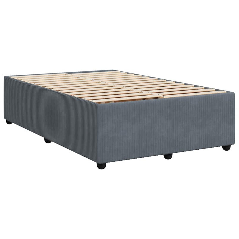 Pat box spring cu saltea, gri închis, 120x190 cm, catifea
