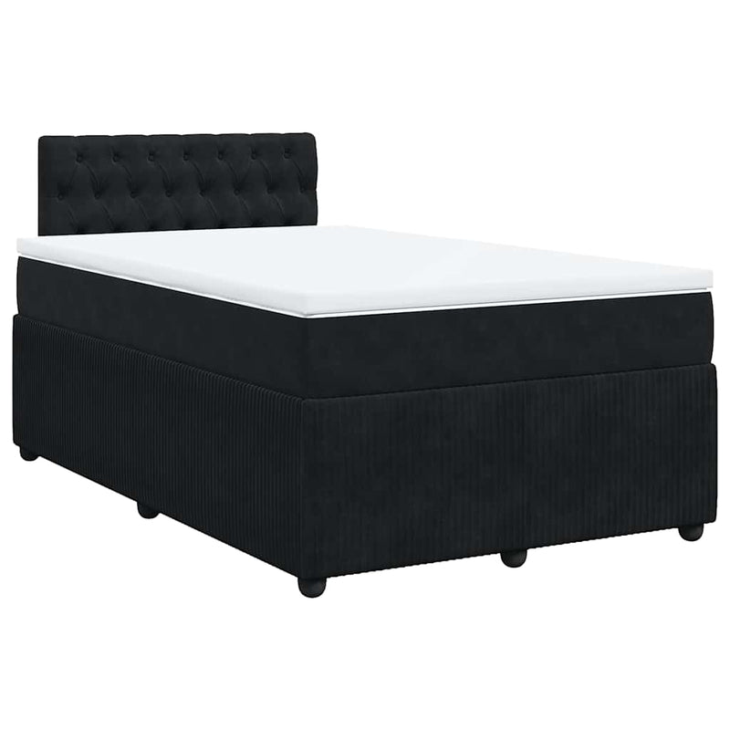 Pat box spring cu saltea, negru, 120x190 cm, catifea
