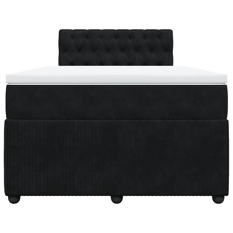 Pat box spring cu saltea, negru, 120x190 cm, catifea