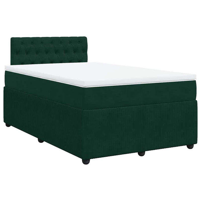 Pat box spring cu saltea, verde închis, 120x190 cm, catifea