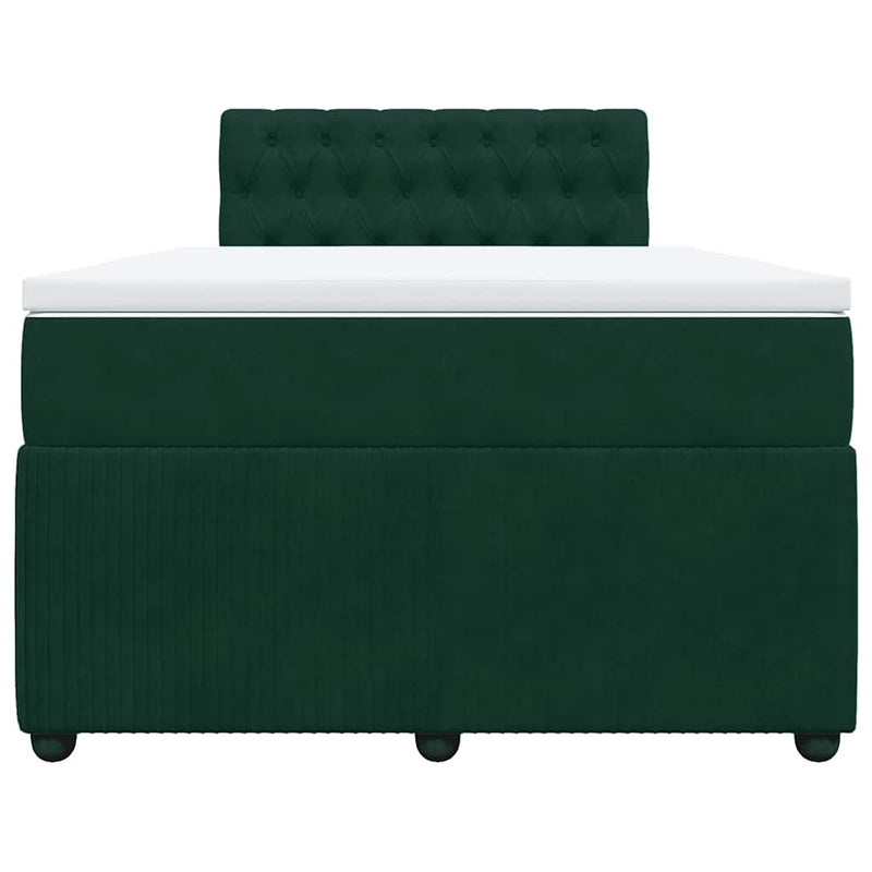 Pat box spring cu saltea, verde închis, 120x190 cm, catifea