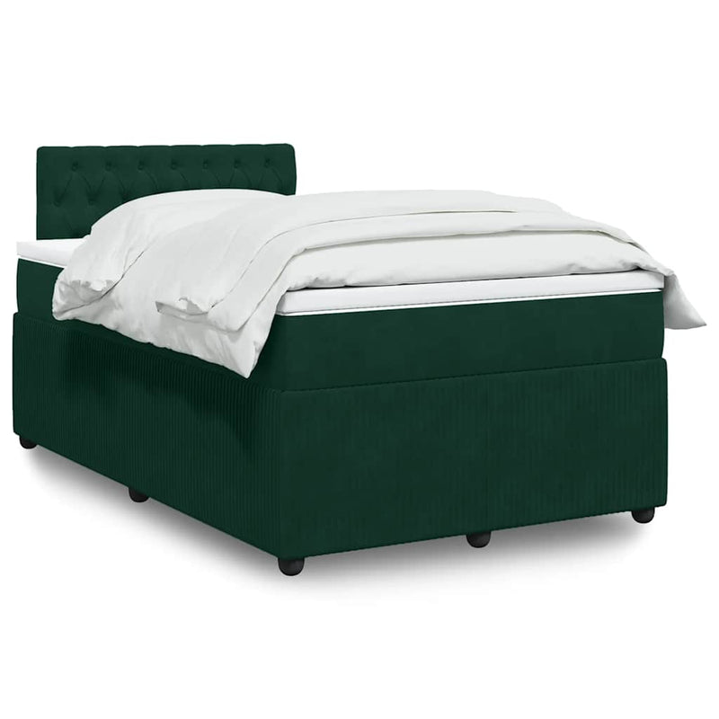 Pat box spring cu saltea, verde închis, 120x190 cm, catifea