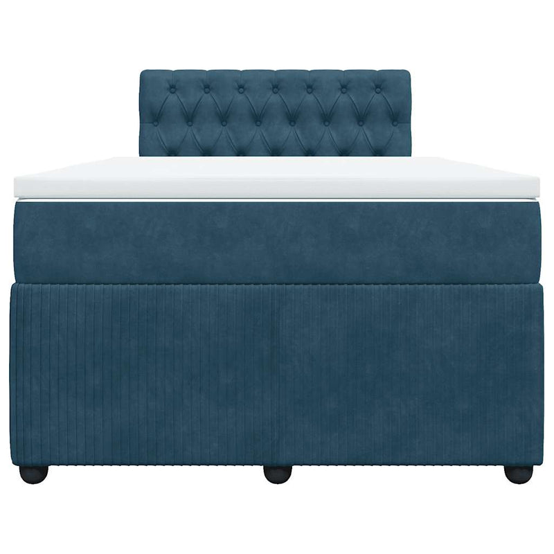 Pat box spring cu saltea, albastru, 120x190 cm, catifea