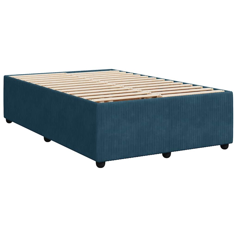 Pat box spring cu saltea, albastru, 120x190 cm, catifea