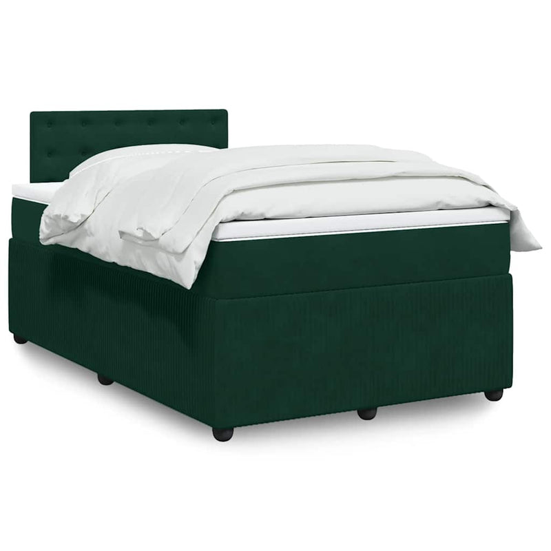 Pat box spring cu saltea, verde închis, 120x190 cm, catifea