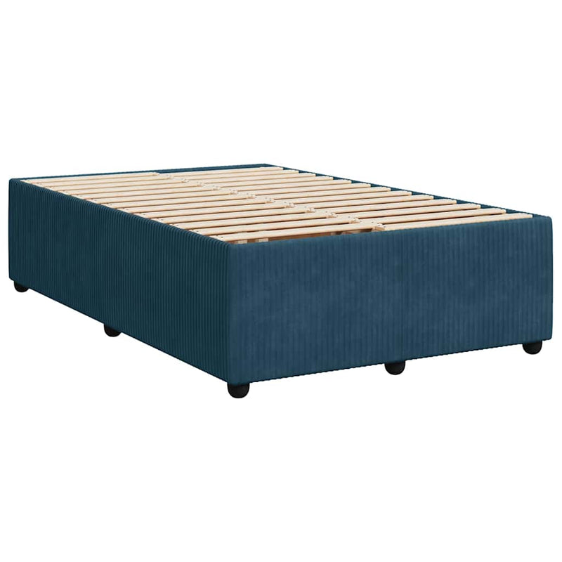 Pat box spring cu saltea, albastru, 120x190 cm, catifea