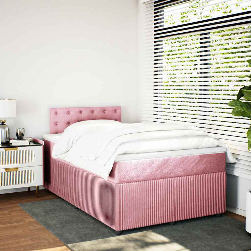 Pat box spring cu saltea, negru, 120x190 cm, catifea