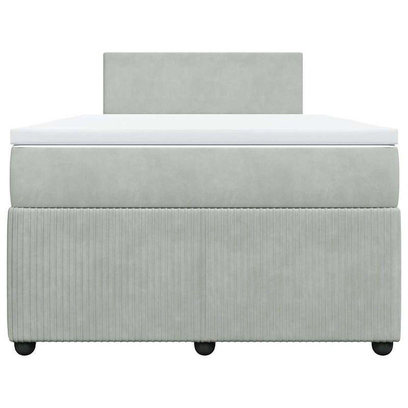 Pat continental cu saltea, gri deschis, 120x200 cm, catifea