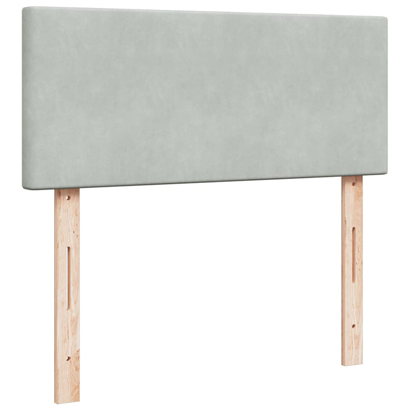 Pat continental cu saltea, gri deschis, 120x200 cm, catifea