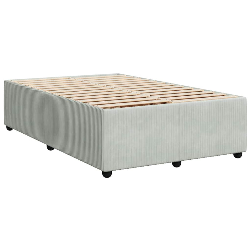 Pat continental cu saltea, gri deschis, 120x200 cm, catifea