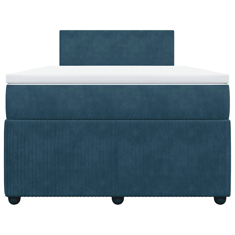 Pat box spring cu saltea, albastru, 120x200 cm, catifea