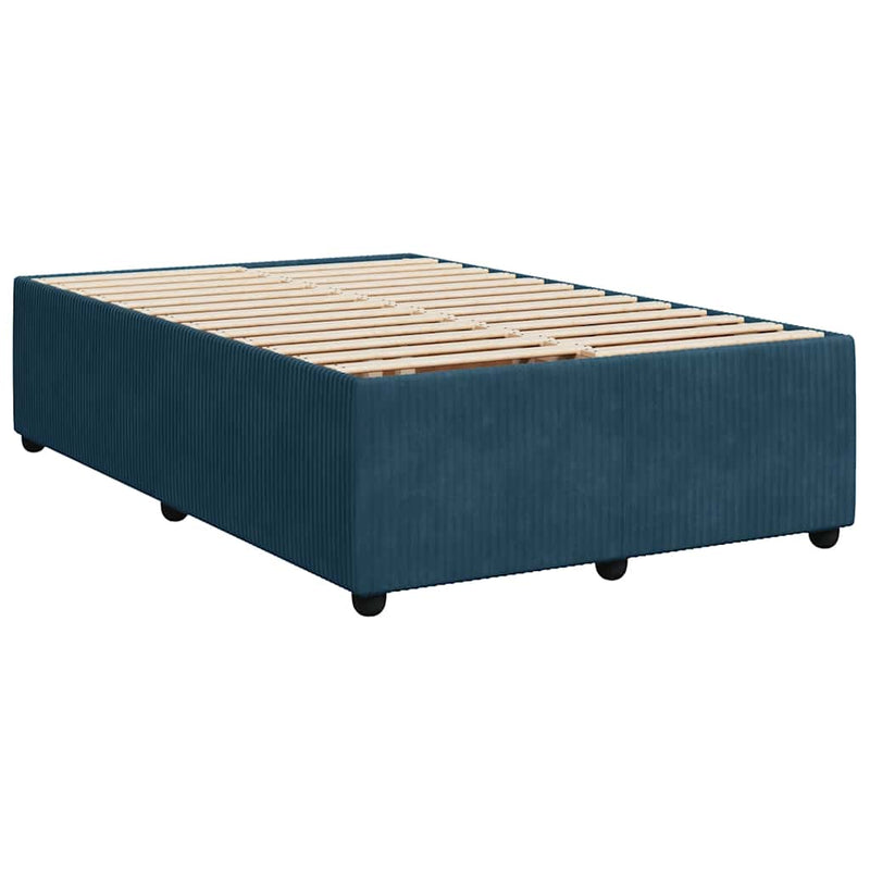 Pat box spring cu saltea, albastru, 120x200 cm, catifea