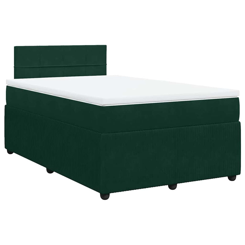 Pat box spring cu saltea, verde închis, 120x200 cm, catifea