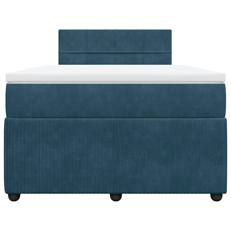 Pat box spring cu saltea, albastru, 120x200 cm, catifea