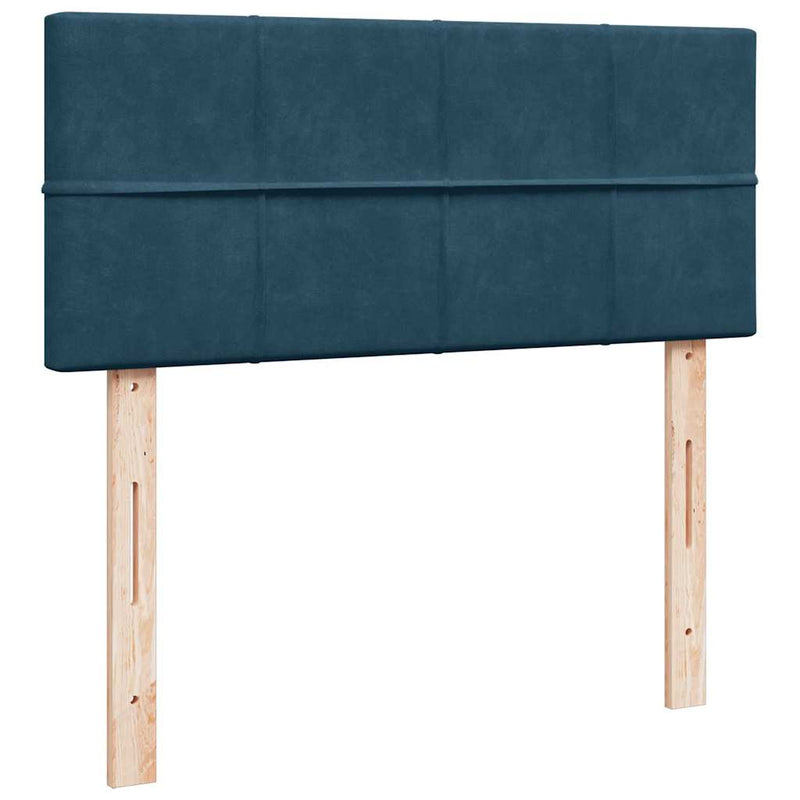 Pat box spring cu saltea, albastru, 120x200 cm, catifea