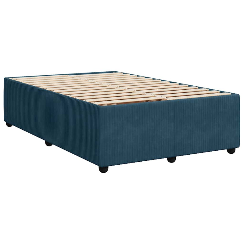 Pat box spring cu saltea, albastru, 120x200 cm, catifea