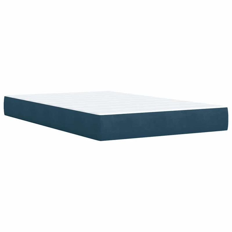 Pat box spring cu saltea, albastru, 120x200 cm, catifea