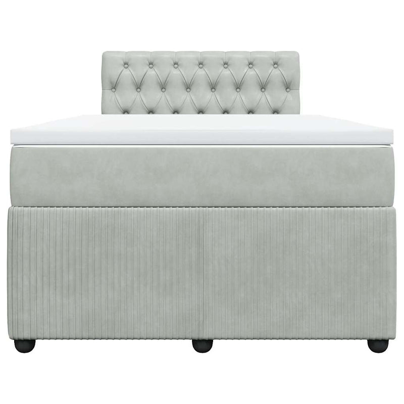 Pat continental cu saltea, gri deschis, 120x200 cm, catifea