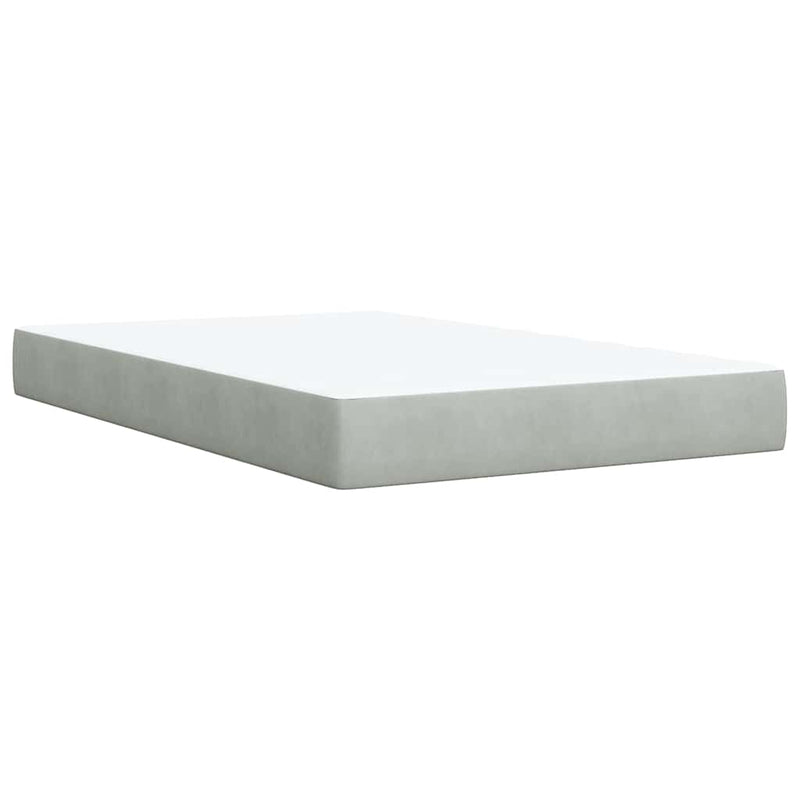 Pat continental cu saltea, gri deschis, 120x200 cm, catifea
