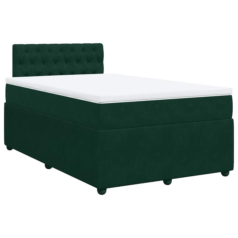 Pat box spring cu saltea, verde închis, 120x200 cm, catifea