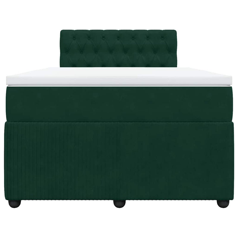 Pat box spring cu saltea, verde închis, 120x200 cm, catifea