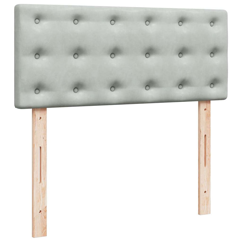 Pat continental cu saltea, gri deschis, 120x200 cm, catifea