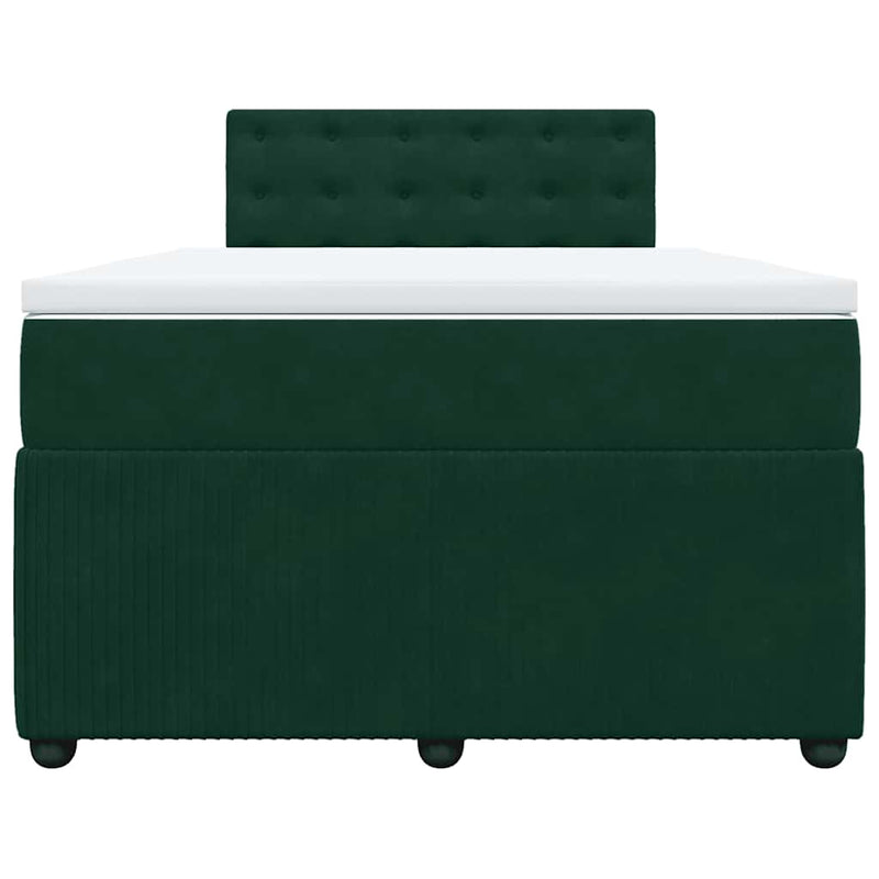 Pat box spring cu saltea, verde închis, 120x200 cm, catifea