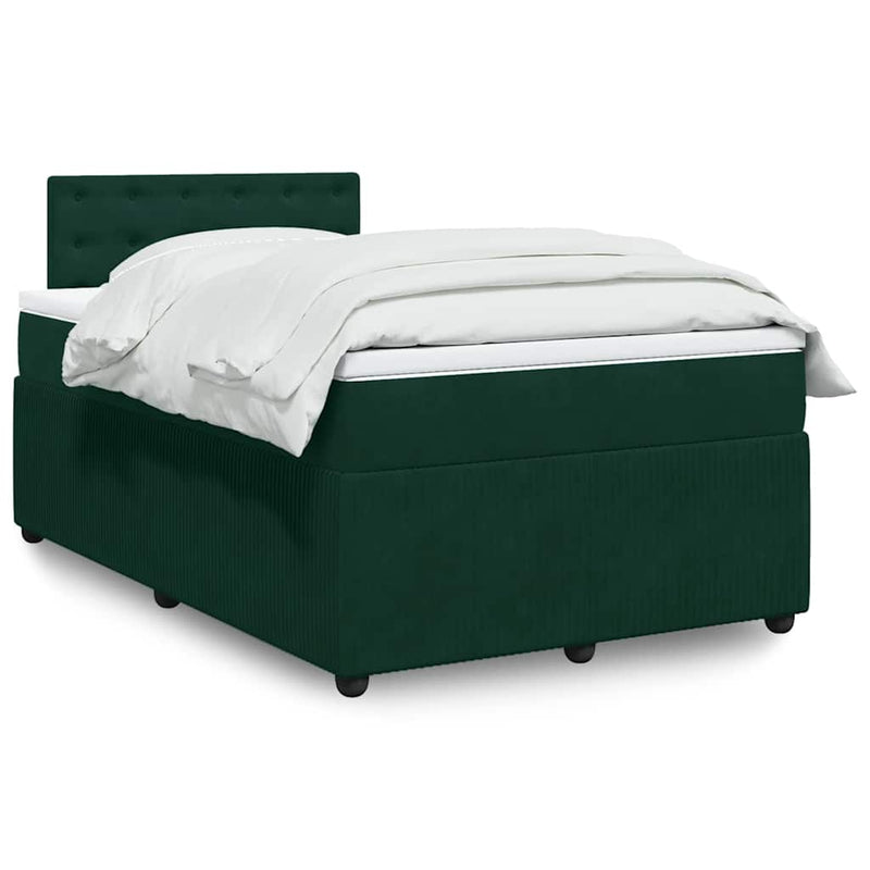 Pat box spring cu saltea, verde închis, 120x200 cm, catifea