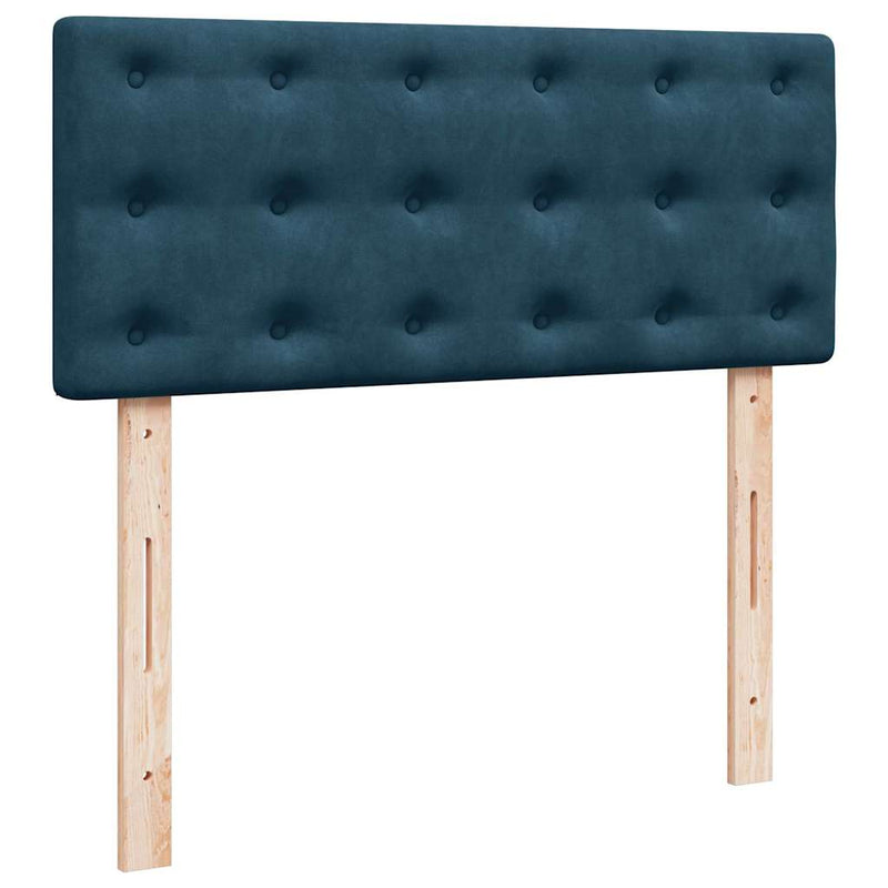 Pat box spring cu saltea, albastru, 120x200 cm, catifea