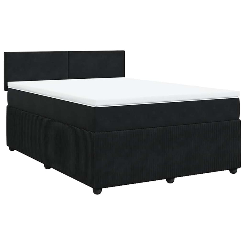 Pat box spring cu saltea, negru, 140x190 cm, catifea