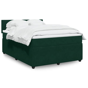 Pat box spring cu saltea, verde închis, 140x190 cm, catifea