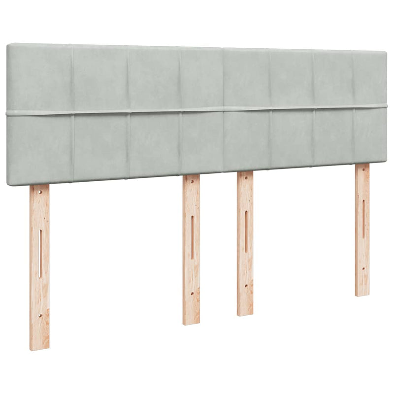 Pat box spring cu saltea, gri deschis, 140x190 cm, catifea
