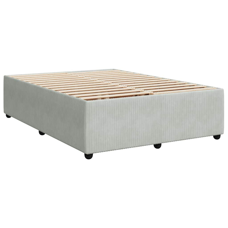 Pat box spring cu saltea, gri deschis, 140x190 cm, catifea