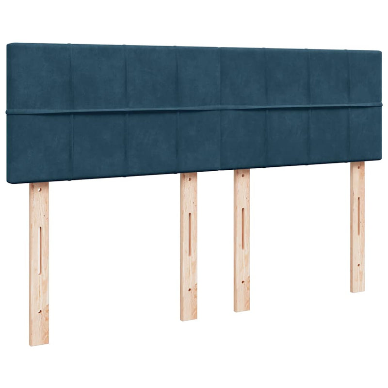 Pat box spring cu saltea, albastru, 140x190 cm, catifea