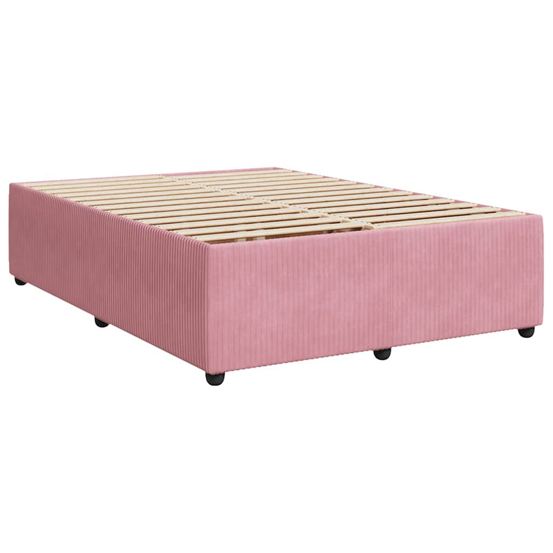 Pat box spring cu saltea, roz, 140x190 cm, catifea